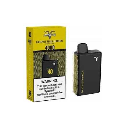 Vape Descartavel Ignite V40 4000 Puffs Pineapple Peach Lemonade 5 Nicotina Recarregavel