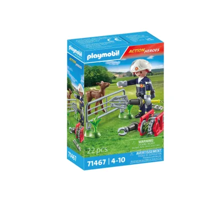 PLAYMOBIL JUGUETE FIREFIGHTERS ANIMAL RESCUE 71467