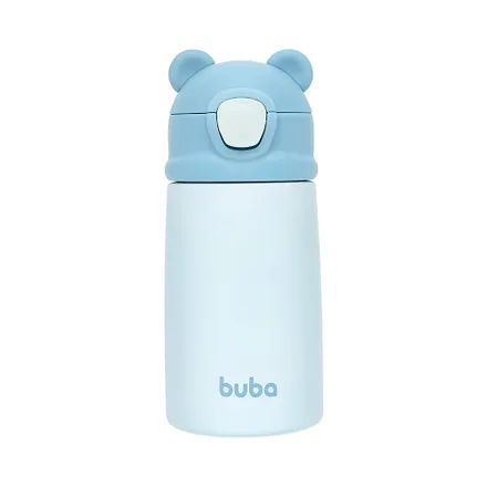 Botella Termica Con Pajita Buba Osito Peluche Azul 320ml