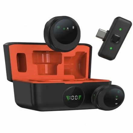 Microfono Inalambrico Satellite A-MK202 TIPO C+LIGHTNING - Negro