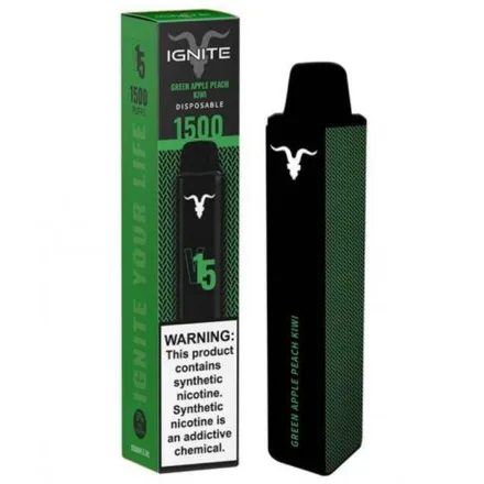 Vape Descartavel Ignite V15 1500 Puff 5 Nicotina Maca Pessego Kiwi