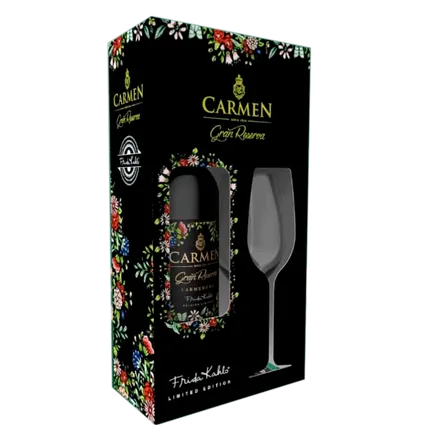 KIT VINO CARMEN GRAN RESERVA FRIDA KAHLO CARMENERE CON COPA
