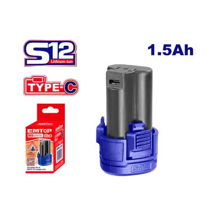 Batería Recargable Para Herramientas Emtop Ebpk12153 12 V 1.5 Ah