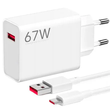 Cargador Xiaomi Fuente Combo 67W USB-A BHR9465EU Con Cable - White
