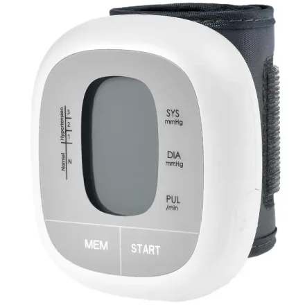 Aparelho de Pressão Digital para Pulso More Fitness MF-368SE Tela LCD - Branco Cinza