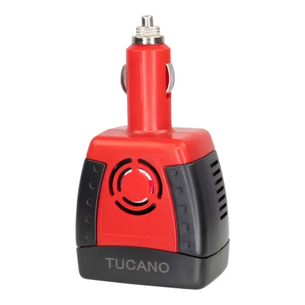 TUCANO INVERSOR DE VOLTAJE P/AUTO 12V 110V/60HZ 150W ROJO/NEGRO