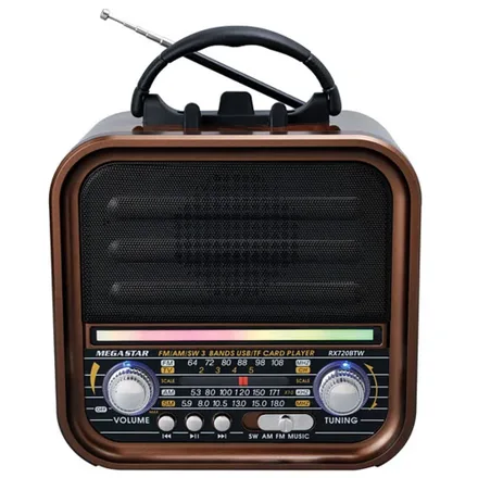Radio Portatil Megastar RX720BTW 600W SD/USB/BT-Marron