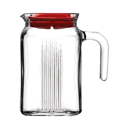 Jarra Vidrio Pasabahce Frigo Con Tapa Transparente Rojo 600ml