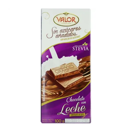 CHOCOLATE VALOR CON LECHE SIN AZUCARES 100GR