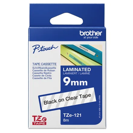 BROTHER CINTA ROTULADORA TZE121 9MMX8M NEGRO/TRANSPARENTE