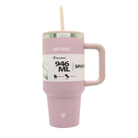 Terrano Termos Vasos Spotie Cup Pajita Rosa 946ml