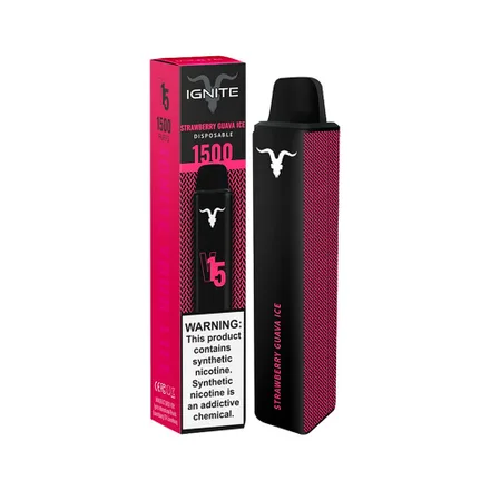 Vape Descartavel Ignite V15 1500 Puffs Strawberry Guava 5 Nicotina