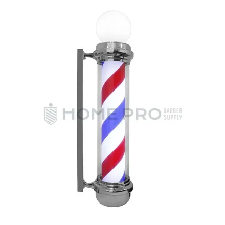 Barber pole com esfera iluminada giratória prateada de 110cm 110v