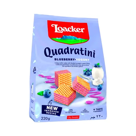 Galletita Wafer Loacker Quadratini Blueberry Yogurt 220 Gr
