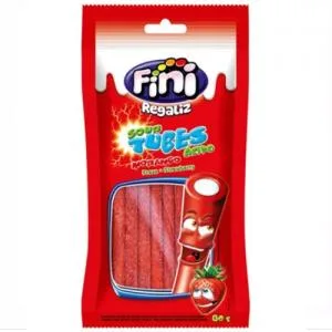 Bala Gelatina Fini Canudinho Morango Acido 80g