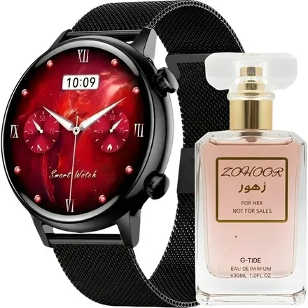 SMARTWATCH GTIDE ROMANCE BLACK + PERFUME ZOHOOR