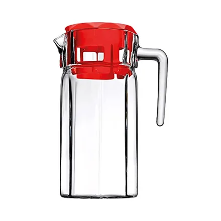 Jarra De Vidrio Pasabahce Kosem Con Tapa 43414 1.25 L Transparente Rojo