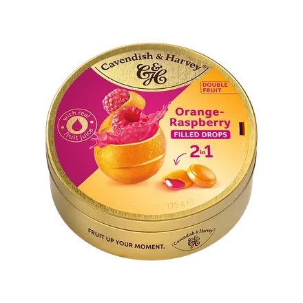 Caramelos Cavendish Harvey Raspberry Filled Drops 2IN1 175g