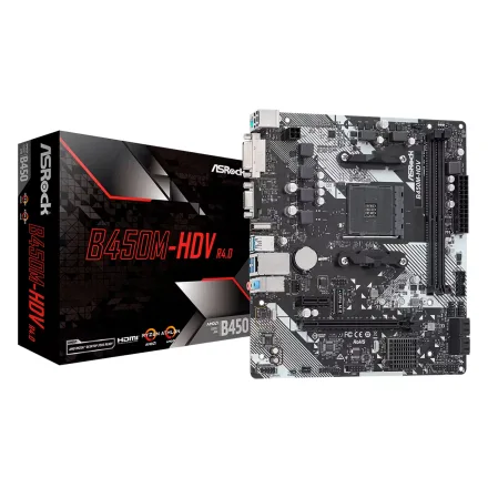 Placa Mae Asrock Hdv Ddr 4 Socket AM4 Chipset Promontorio B450 Atx