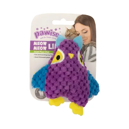 Juguete Para Mascota Pawise 27804 Meow Meow Life Peluche De Búho Violeta