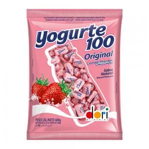 Bala Dori Yogurt 100 Morango Pacote 600g