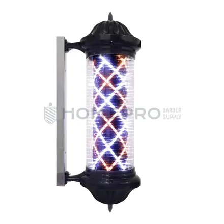 Barber pole preto led iluminado 80cm 220v