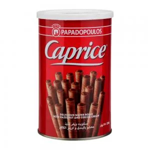 Canudos Wafer Crocante Caprice Recheio Avelas Lata 250g