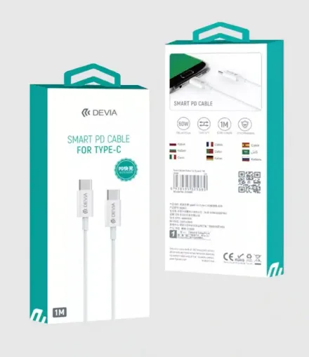 DEVIA CABLE EC042 USB-C A USB-C 60W 1.2M WHITE