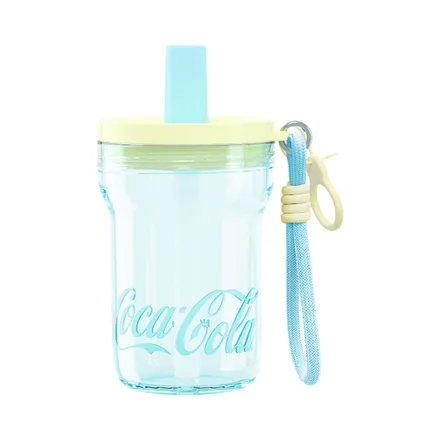 Vaso Coca Cola P1 Con Pajita Celeste Amarillo 510ml