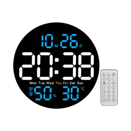 Reloj Digital De Pared Satellite Ac T6901 Led Blanco Azul