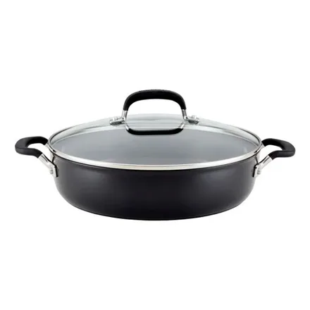Frigideira KitchenAid 84810 Antiaderente Tripla Camada 4.7L Tampa Vidro 34CM Preto Onix