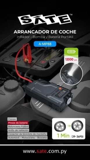 Carregador Auxiliar Partida Sate MP88 Car Jump Starter