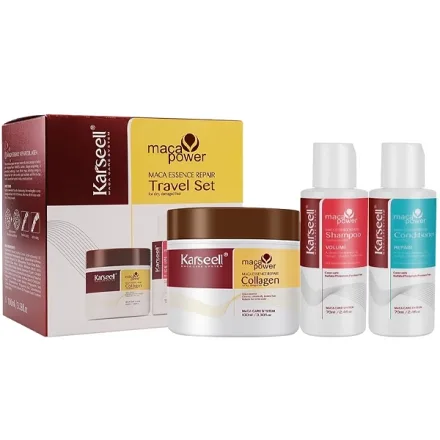 Mascara Capilar Karseell Maca Essence Travel Set Shampoo Condicionador 100ml 70ml