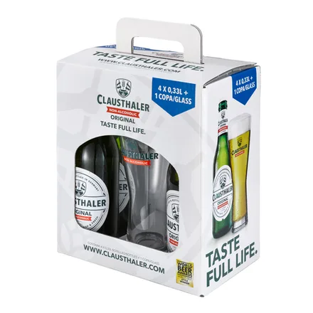 Cerveza Clausthaler Alcoholic Pack 4 Plus Copo