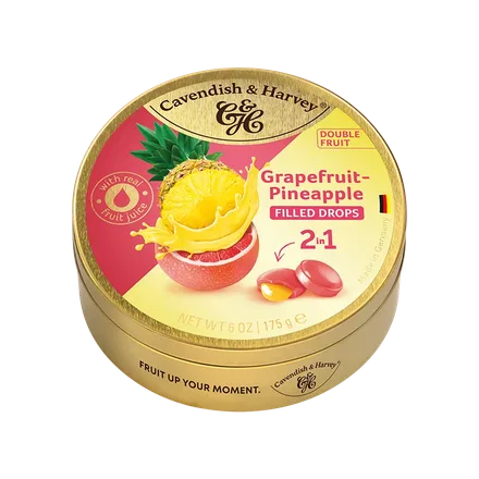 Caramelos Cavendish Harvey Grapefruit Pineapple Filling Drops 2IN1 175g
