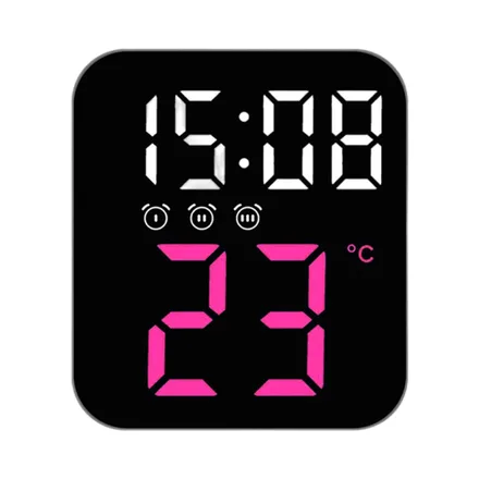Reloj Digital De Mesa Satellite Ac T6824 Led Rosa