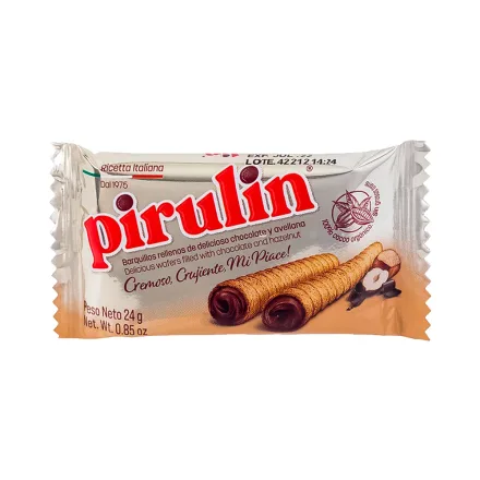 Mini Barquillos Pirulin Chocolate Avellana 24g