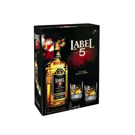 Whisky Scotch Label 5 Coffret 2 Copos 700ml