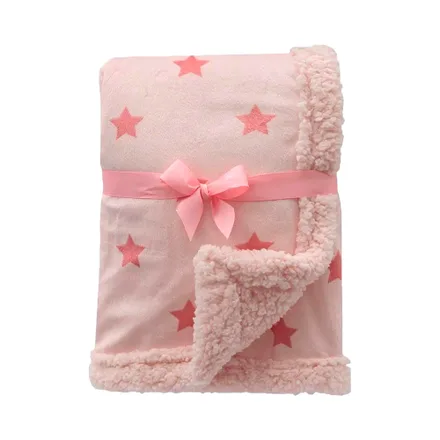 Manta Para Bebes Doble Face Buba 11849 Estrellas Rosa