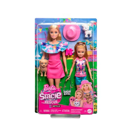 Juego Mattel Barbie Stacie To Rescue Sister Doll Set 2 Pet Dogs Hrm 09