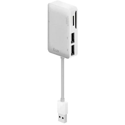 Leitor de memoria iluv SD, MicroSD, MS, XD, CF com hub usb branco – ICB718WHT