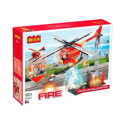 Juguete Construccion Cogo Fire Rescue Helicopter 2 En 1 3022 4 164 Piezas