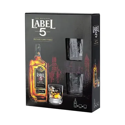 Whisky Label 5 Gold Heritage Con 2 Vasos Caja 700ml