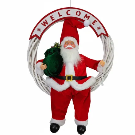 Adorno Navideno Papa Noel 6242 En Girnalda Welcome