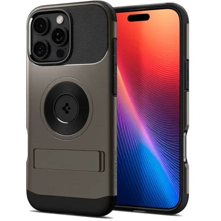 Funda iPhone 16 Pro Max Spigen Slim Armor Mag Fit Gunmetal