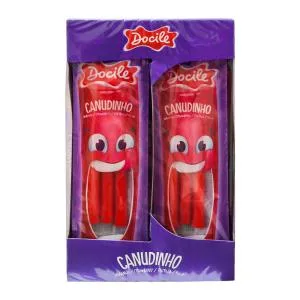 BALA DE GELATINA DOCILE CANUDINHO MORANGO 12X17G