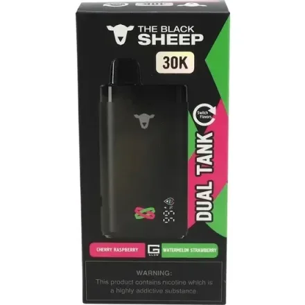 THE BLACK SHEEP VAPER DESECHABLE 30000PUFF CHERRY RASP./WATER. STRAWBERRY