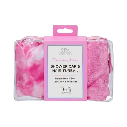 Set Cala Shower Cap Hair Turban Hot Tie Dye 2 Piezas