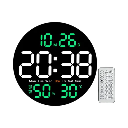 Reloj Digital De Pared Satellite Ac T6900 Led Blanco Verde