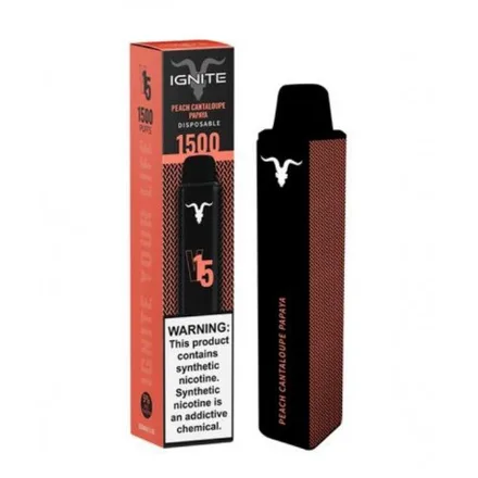 Vape Descartavel Ignite V15 1500 Puff 5 Nicotina Peach Cantaloupe Papaya